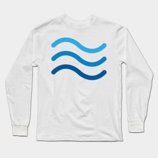 Minimal waves lines 3 in a row blue Long Sleeve T-Shirt